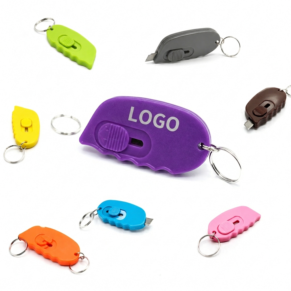 Compact Safety Utility Knife Keychain with Retractable Blade