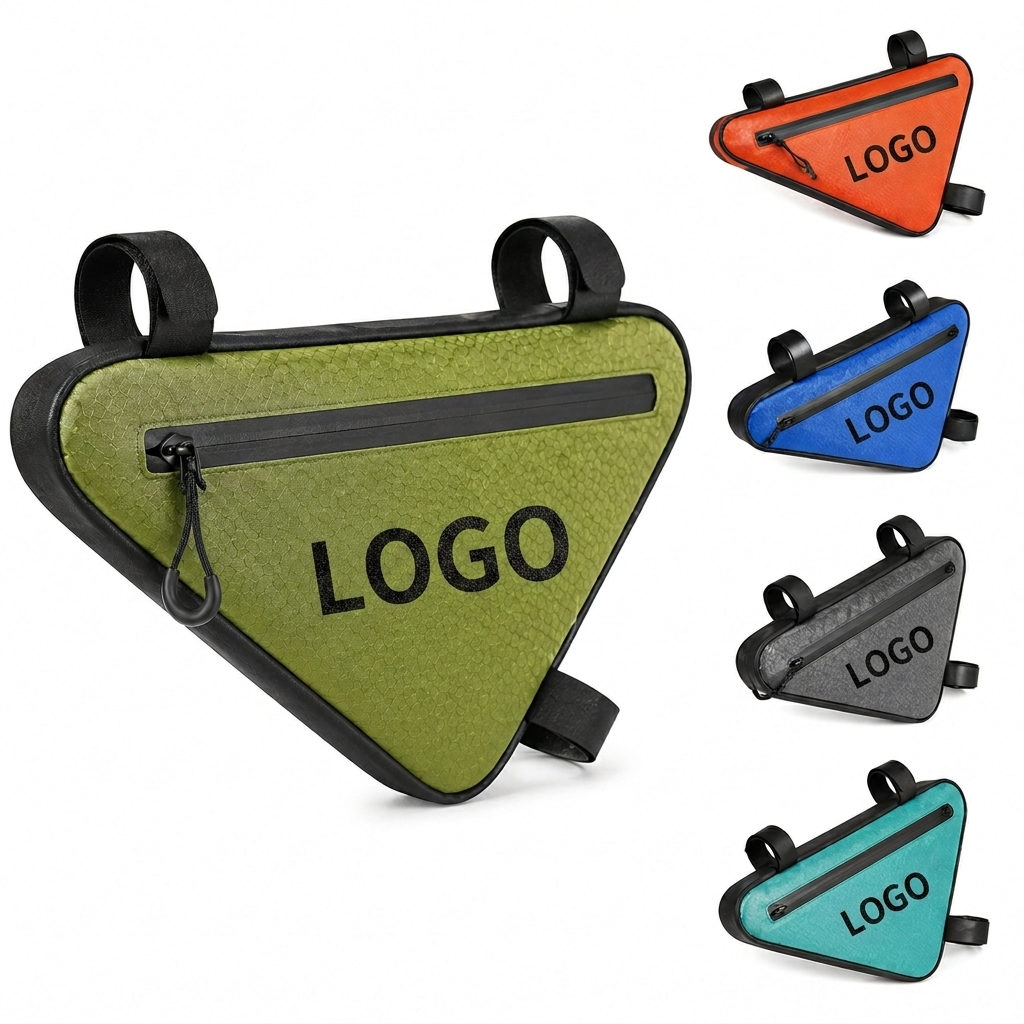 Water-Resistant Triangular Bicycle Frame Bag with Secure Fastening Straps