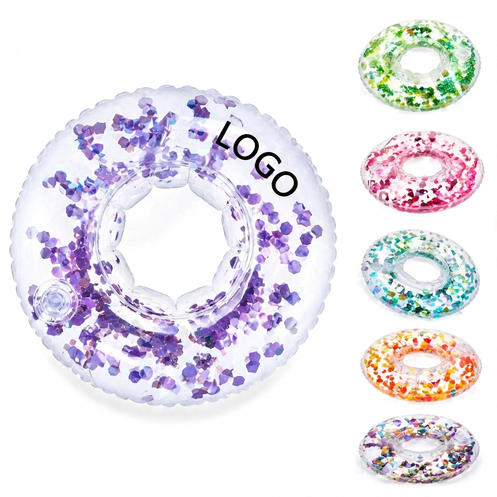 Inflatable Glitter Confetti Pool Drink Holder Floating Coaster