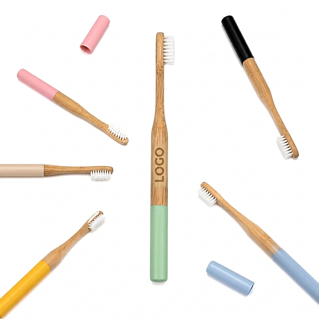 Sustainable Bamboo Manual Toothbrush with Color-Coded Handle