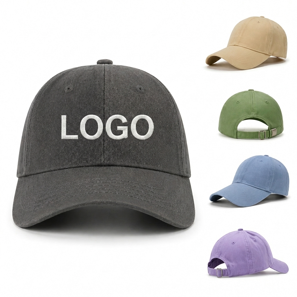 Adjustable 6-Panel Twill Baseball Cap with Metal Slider