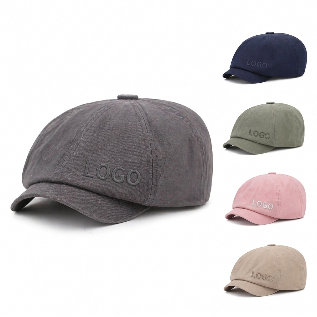 Adjustable Cotton Newsboy Flat Cap for Classic Casual Styling