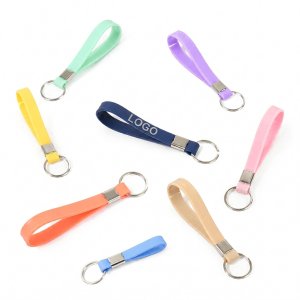 Flexible Silicone Loop Keychain Set with Metal Split Ring