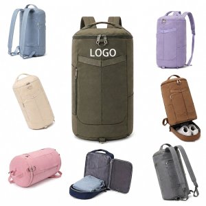 Cylindrical Multi-Purpose Travel Duffel with Integrated Shoe Storage
