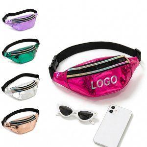 Iridescent Metallic Waist Pack with Adjustable Buckle Strap