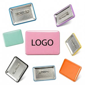 Vibrant Rectangular Tinplate Button Pin Collection