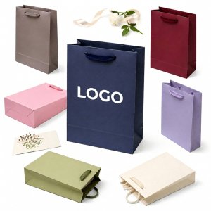 Laminated Coated Paper Gift Bags with Reinforced Carry Handles