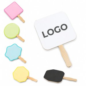 Multi-Shape Wooden Handle Paddle Fan Set in Assorted Colors