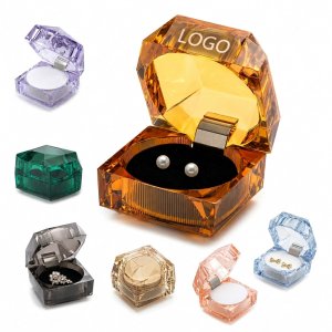 Faceted Octagonal Jewelry Display Box with Multi-Color Insert